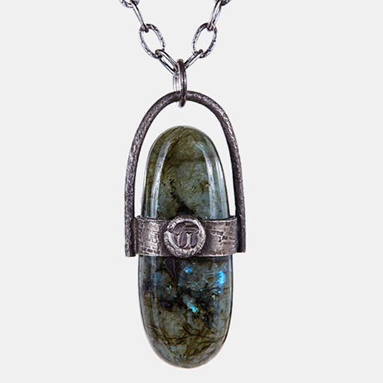 Labradorite Power Piece Pendant With Chai Emblem