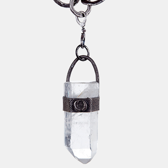 Clear Quartz Power Piece Pendant With Ganesh Emblem