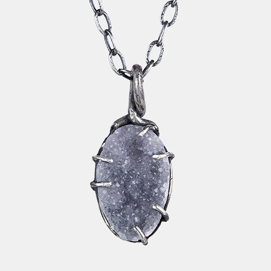 Blue Gray Druzy Power Piece Pendant
