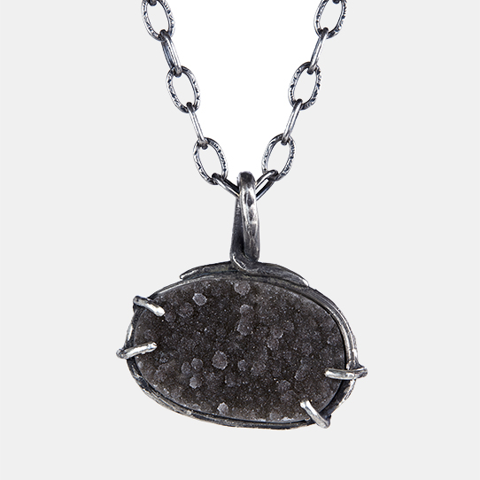 Horizontal Gray Druzy Power Piece Pendant