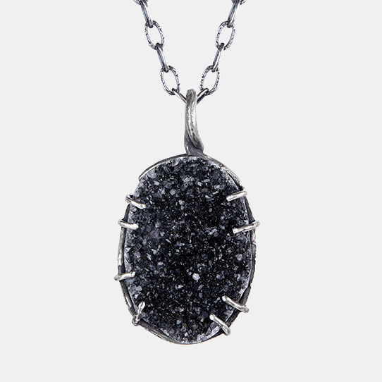 Black Druzy Power Piece Pendant