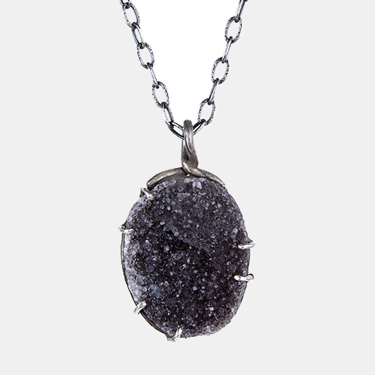 Gray Druzy Power Piece Pendant