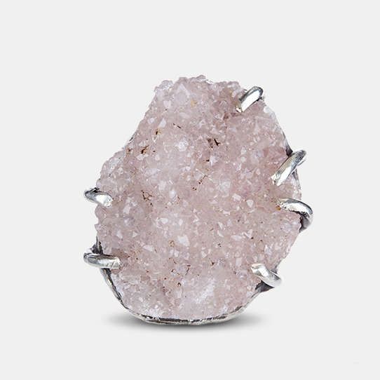 Pink Druzy Power Piece Ring