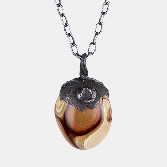 Polychrome Jasper Power Piece Pendant With Buddha Emblem