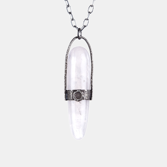 Rose Quartz Power Piece Pendant With Heart Chakra Emblem