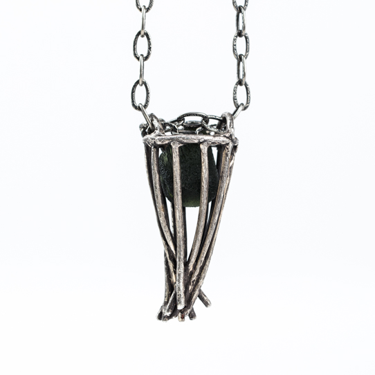 Sterling Silver Power Piece Basket Crystal Holder