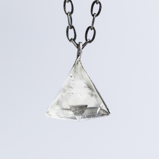 Triangular Clear Quartz Crystal Vogel Star of David Power Piece Pendant