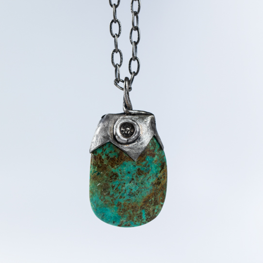 Light Chrysocolla Power Piece Pendant with Scarab Emblem