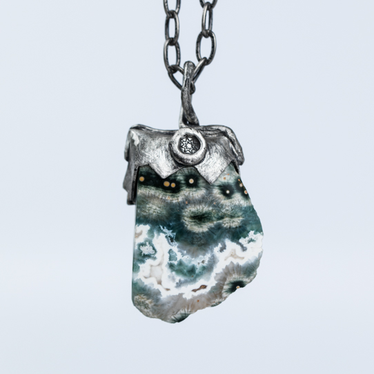 Ocean Jasper Power Piece Pendant with Star Emblem