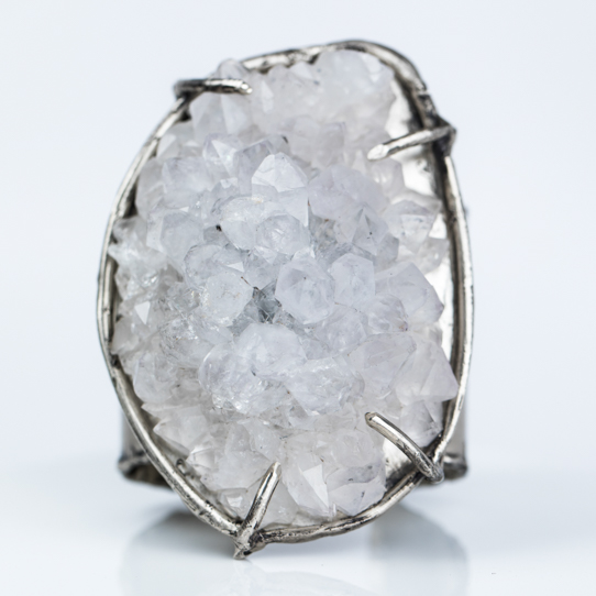 Huge White Amethyst Crystal Power Piece Cuff Bracelet