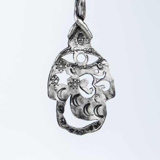 Small Sterling Silver Hamsa Power Piece Pendant