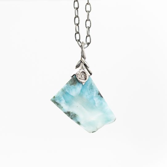 Larimar Power Piece Pendant with Buddha Emblem