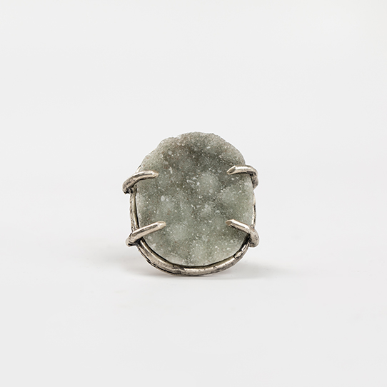 Light Grey Amethyst Druzy Power Piece Ring