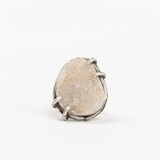 White Amethyst Druzy Power Piece Ring