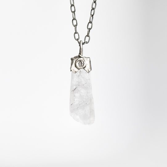 Clear Quartz Power Piece with Hamsa Emblem
