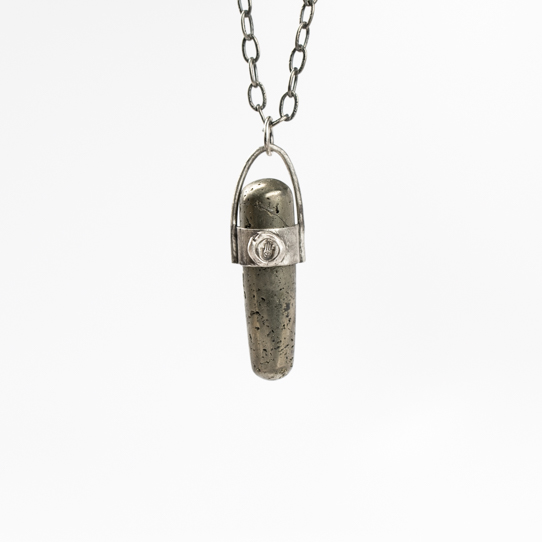 Pyrite Power Piece Pendant with Hamsa Emblem