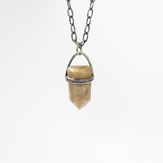 Gold Rutilated Quartz Power Piece Pendant