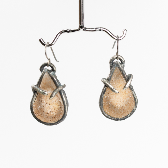Medium Pale Gold Amethyst Druzy Earrings