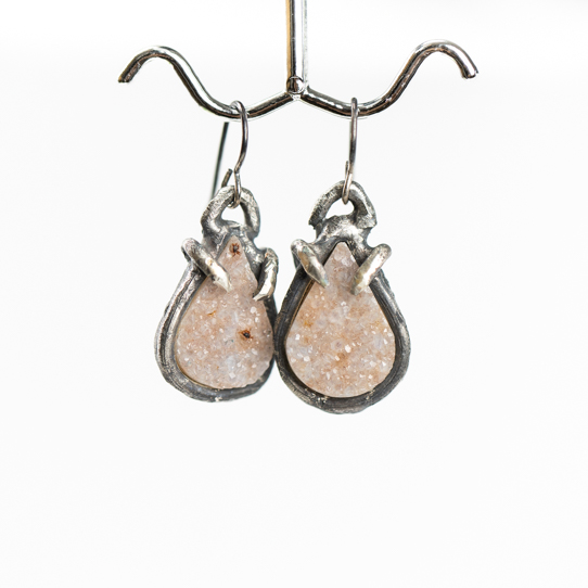 Small Off White Amethyst Druzy Earrings