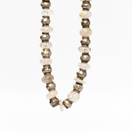 Agate and Sterling Silver Vintage Bead Power Piece Necklace