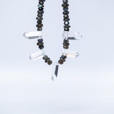 Labradorite and Clear Quartz Crystal Power Piece Necklace